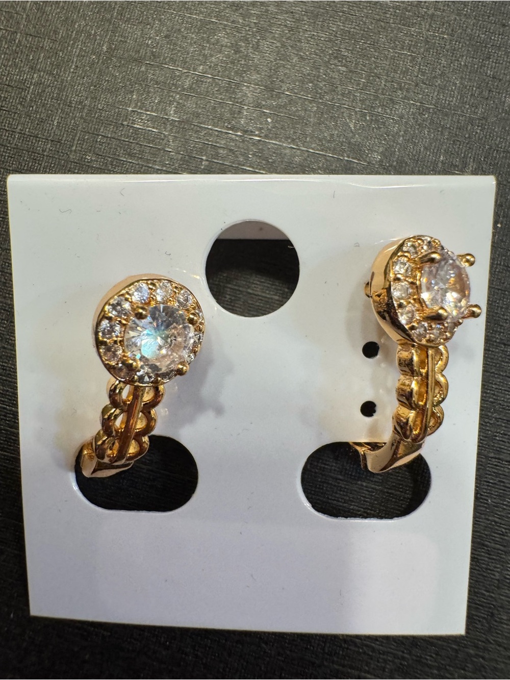 Gold-Tone Crystal Halo Hoop Earrings - Women Jewelry